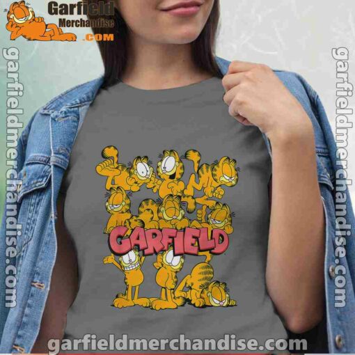 garfield multiple poses gray shirt for women