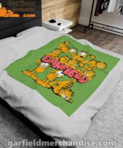 garfield multiple poses green blanket