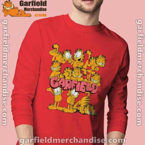 garfield multiple poses men with red long sleeve