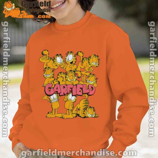 garfield multiple poses orange boy sweatshirts