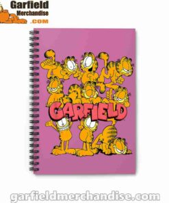 garfield multiple poses pink notebook