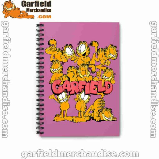 garfield multiple poses pink notebook