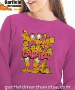 garfield multiple poses pink women sweatshirt