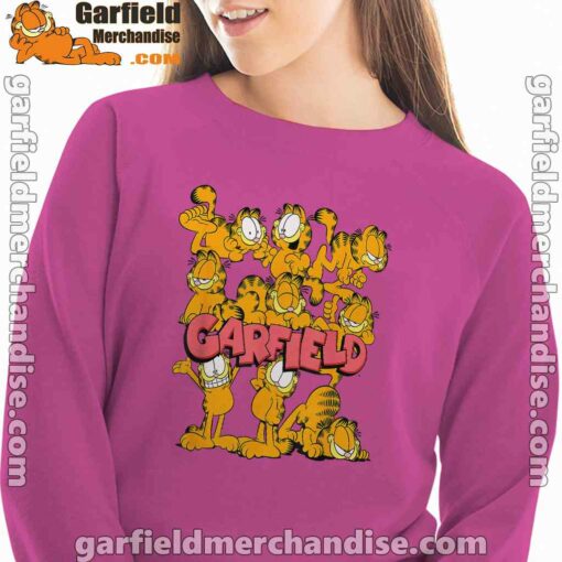 garfield multiple poses pink women sweatshirt