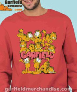 garfield multiple poses red sweatshirts for man