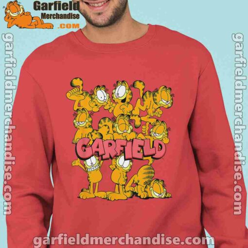 garfield multiple poses red sweatshirts for man