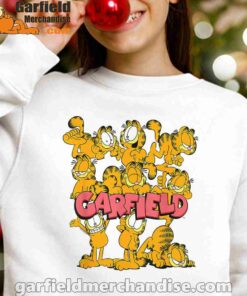 garfield multiple poses white girl sweatshirt