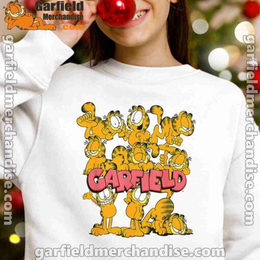 garfield multiple poses white girl sweatshirt