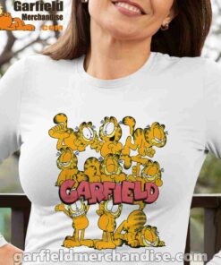 garfield multiple poses women white long sleeve