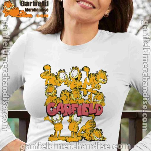 garfield multiple poses women white long sleeve