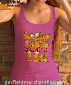 garfield multiple poses women's pink tank top