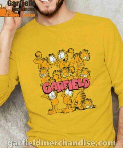 garfield multiple poses yellow long sleeve man