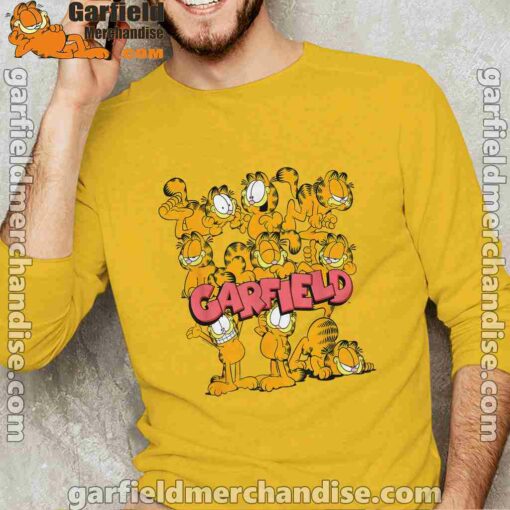 garfield multiple poses yellow long sleeve man