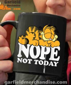 garfield nope not today lazy cat black coffee mug