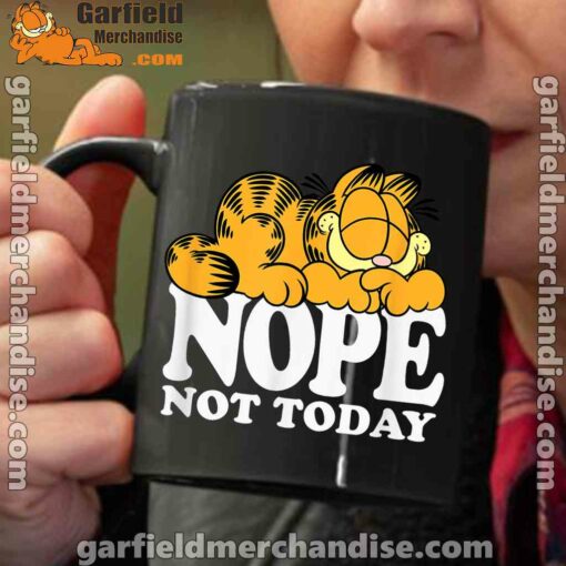 garfield nope not today lazy cat black coffee mug