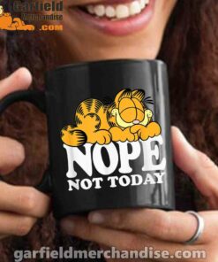 garfield nope not today lazy cat black mug