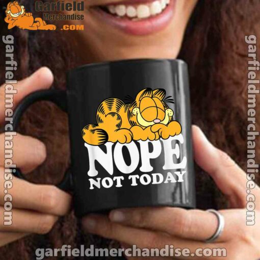 garfield nope not today lazy cat black mug