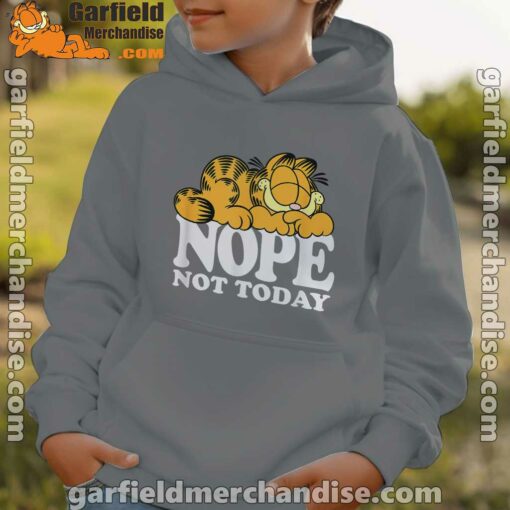 garfield nope not today lazy cat brown hoodie kids