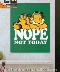 garfield nope not today lazy cat green canvas