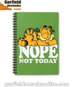 garfield nope not today lazy cat green notebook