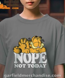 garfield nope not today lazy cat kids girl brown tee