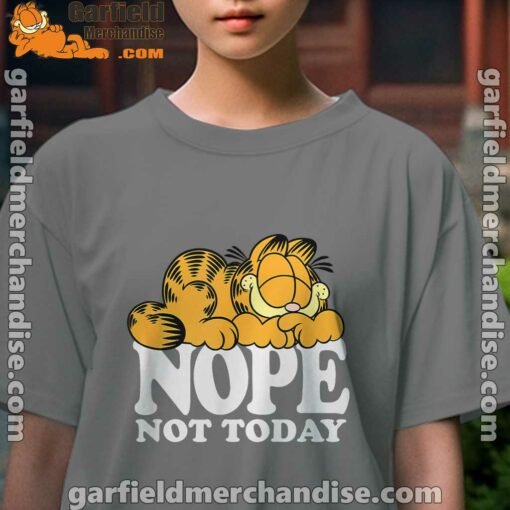 garfield nope not today lazy cat kids girl brown tee