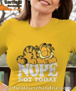 garfield nope not today lazy cat long sleeve yellow women