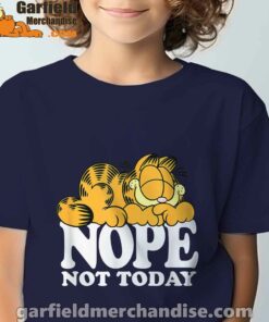 garfield nope not today lazy cat navy boy's t shirt