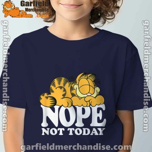 garfield nope not today lazy cat navy boy's t shirt