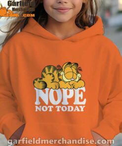 garfield nope not today lazy cat orange hoodies for girl