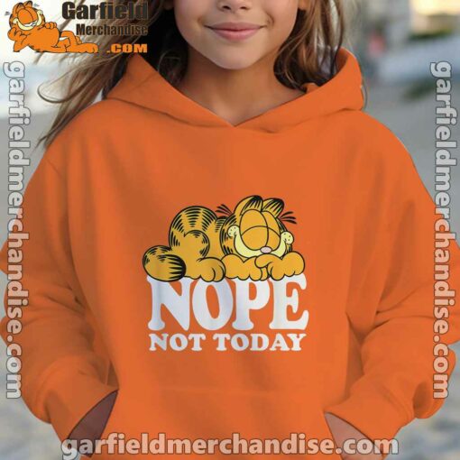 garfield nope not today lazy cat orange hoodies for girl