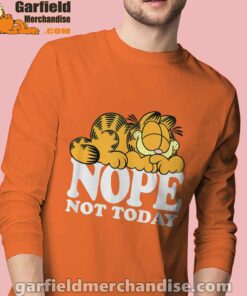 garfield nope not today lazy cat orange long sleeve for men