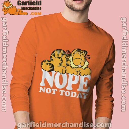 garfield nope not today lazy cat orange long sleeve for men