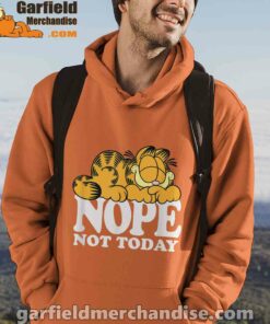 garfield nope not today lazy cat orange men hoodie