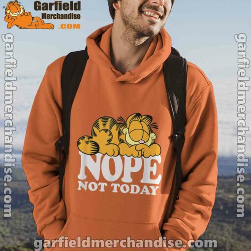 garfield nope not today lazy cat orange men hoodie