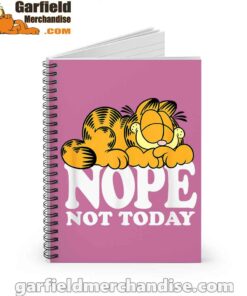 garfield nope not today lazy cat pink notebook