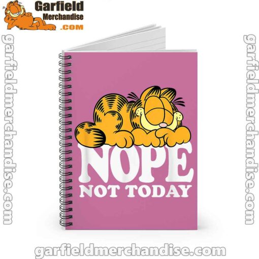 garfield nope not today lazy cat pink notebook