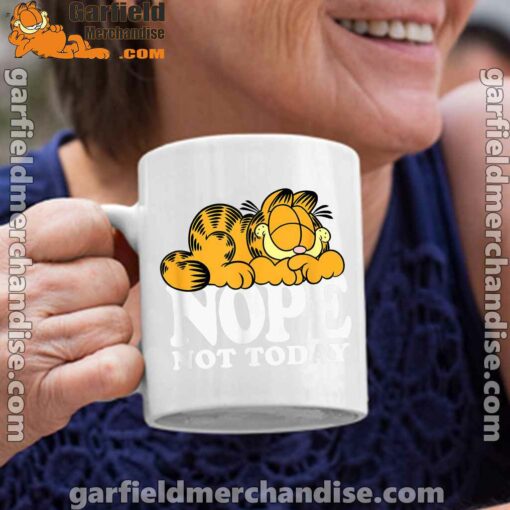 garfield nope not today lazy cat white coffee mug