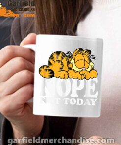 garfield nope not today lazy cat white mug