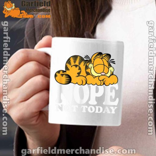 garfield nope not today lazy cat white mug