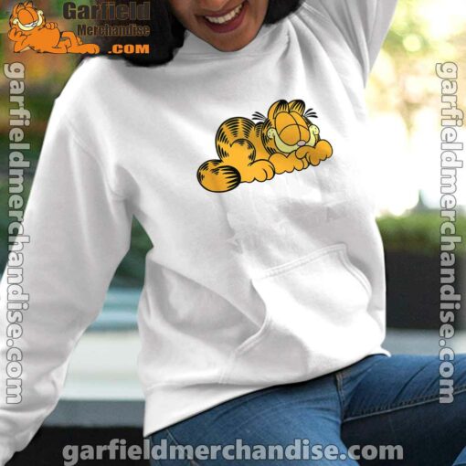 garfield nope not today lazy cat white women hoodie