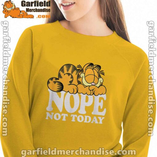 garfield nope not today lazy cat yellow sweatshirt for women