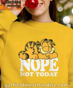 garfield nope not today lazy cat yellow youth girl sweatshirt