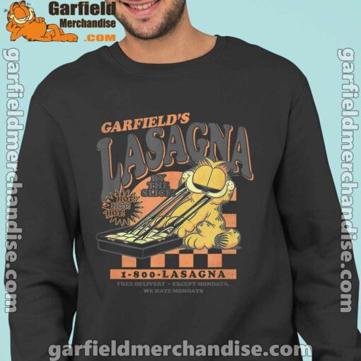 garfield vintage the slice garfields lasagna black sweatshirt for men