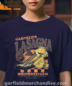 garfield vintage the slice garfields lasagna kids girl navy t shirt