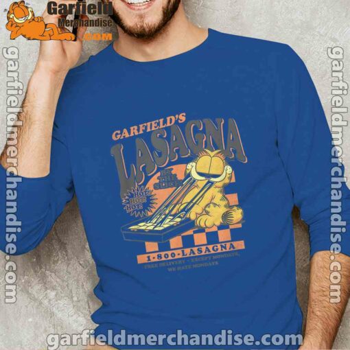 garfield vintage the slice garfields lasagna men with blue long sleeve