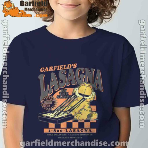 garfield vintage the slice garfields lasagna navy boy's t shirt