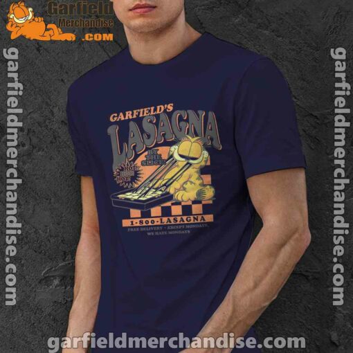 garfield vintage the slice garfields lasagna navy men shirt