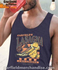 garfield vintage the slice garfields lasagna navy tank tops with men