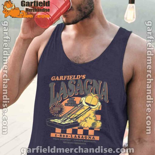 garfield vintage the slice garfields lasagna navy tank tops with men